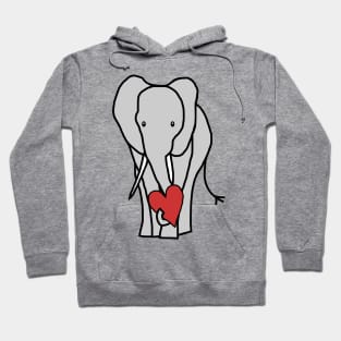 Big Elephant with Love Heart on Valentines Day Graphic Hoodie